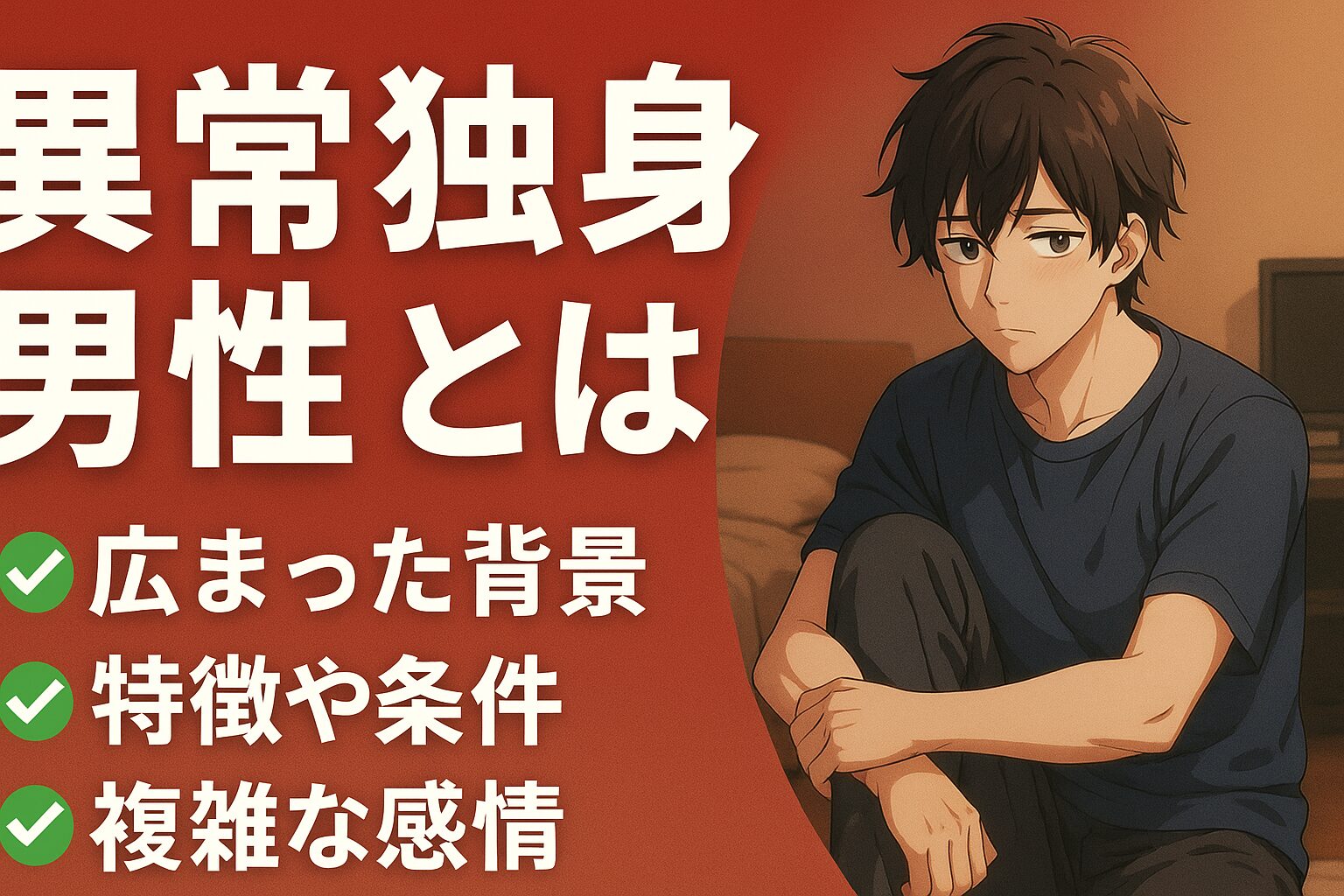 異常独身男性とは？特徴・条件・現代社会で生まれた理由と複雑な感情考察