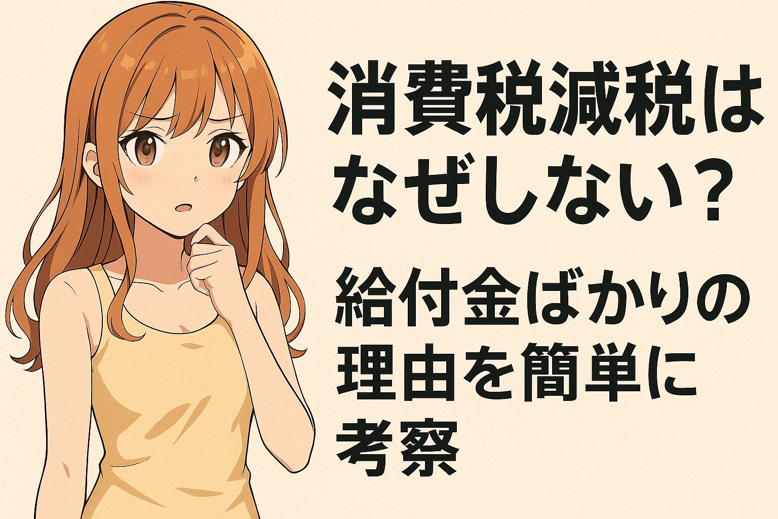 消費税減税、なぜしない？簡単に給付金ばかりの理由を考察