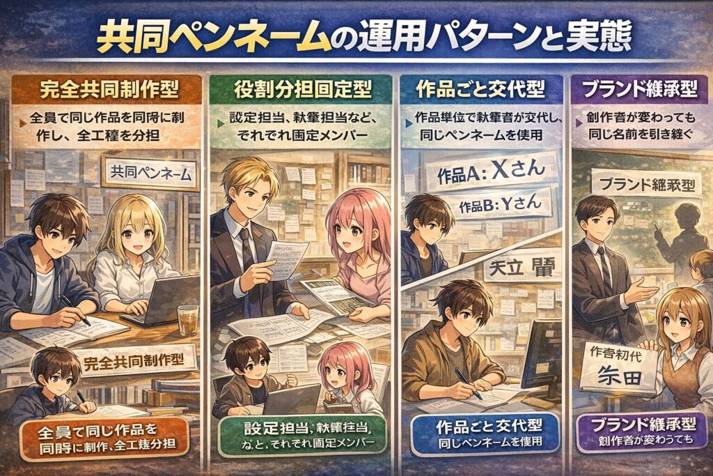 共同ペンネームとは?「この作品、本当に同じ人が書いてるの?」共同ペンネームの運用パターンと実態