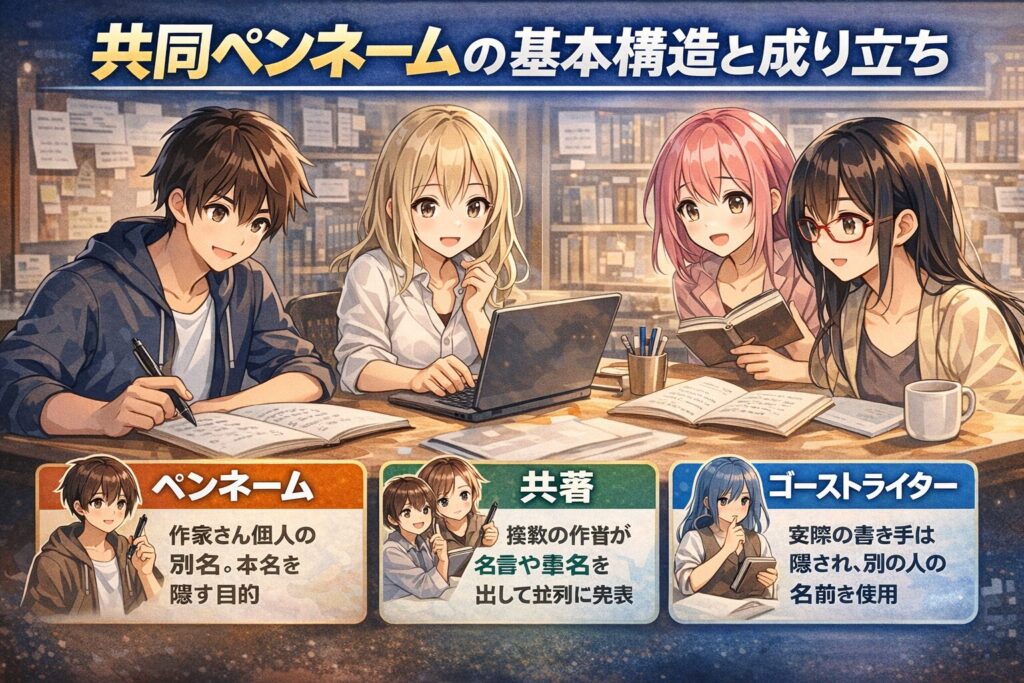 共同ペンネームとは?「この作品、本当に同じ人が書いてるの?」共同ペンネームの基本構造と成り立ち