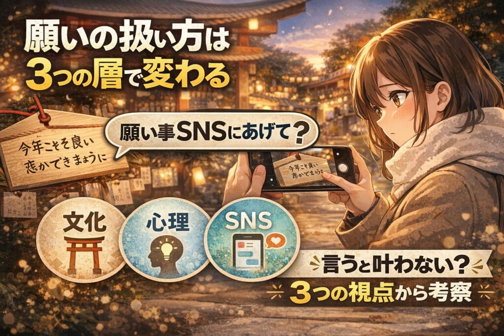 初詣の願い事は人に言うと叶わない?その理由を3つの視点から考察
なぜ「言うと叶わない」と感じるのか?背景にある3つの層