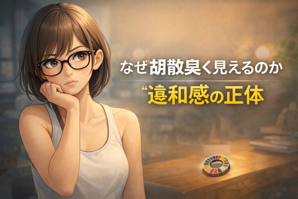 虹色の輪っかのバッジは何なのか。SDGsバッジの正体と、胡散臭いと感じられる理由をわかりやすく解説します。資格や認定ではないという前提から、信頼できるかどうかを見分けるポイントまで整理しました。